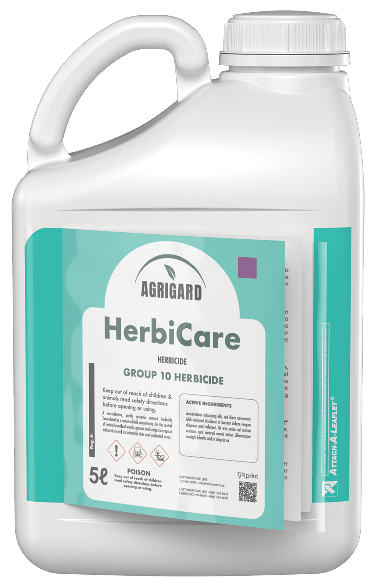 Attach-A-Leaflet Labels booklet label example on agricultural product package